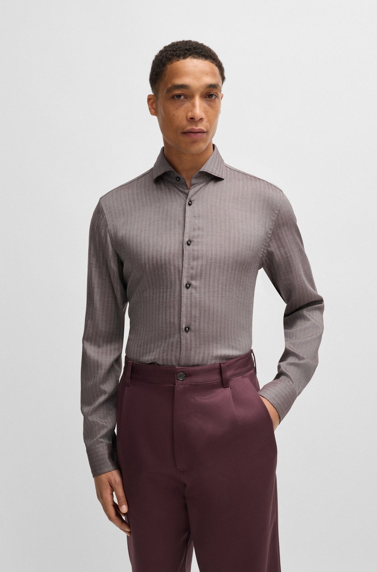 CASUAL-FIT SHIRT IN HERRINGBONE TWILL - 2