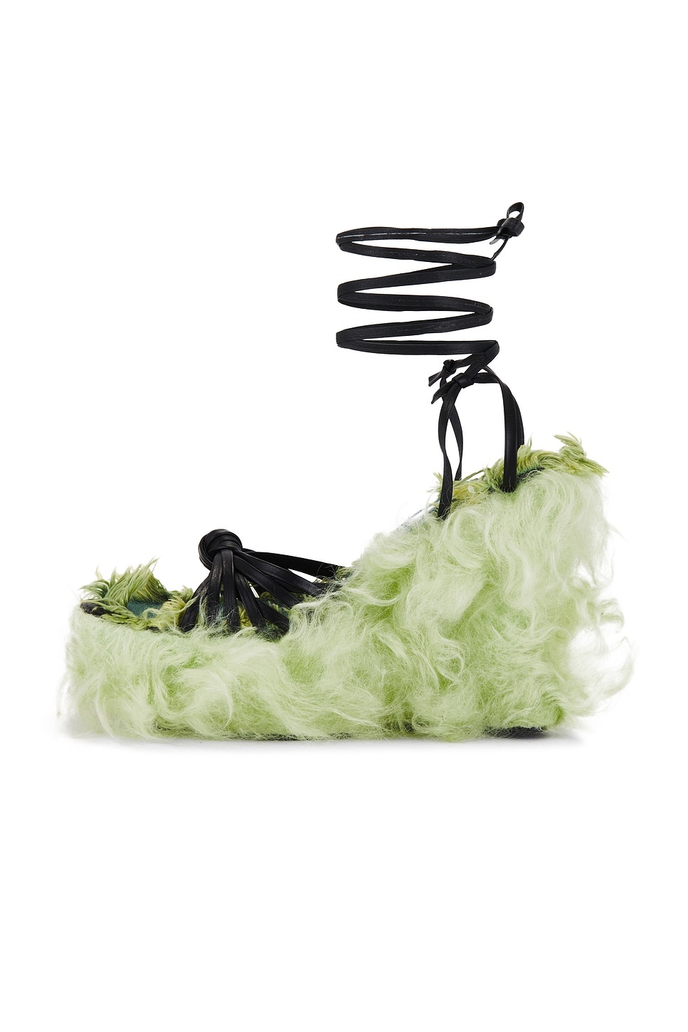 Sculpted Wedge Faux Fur Plush Knotted Sandals - 5