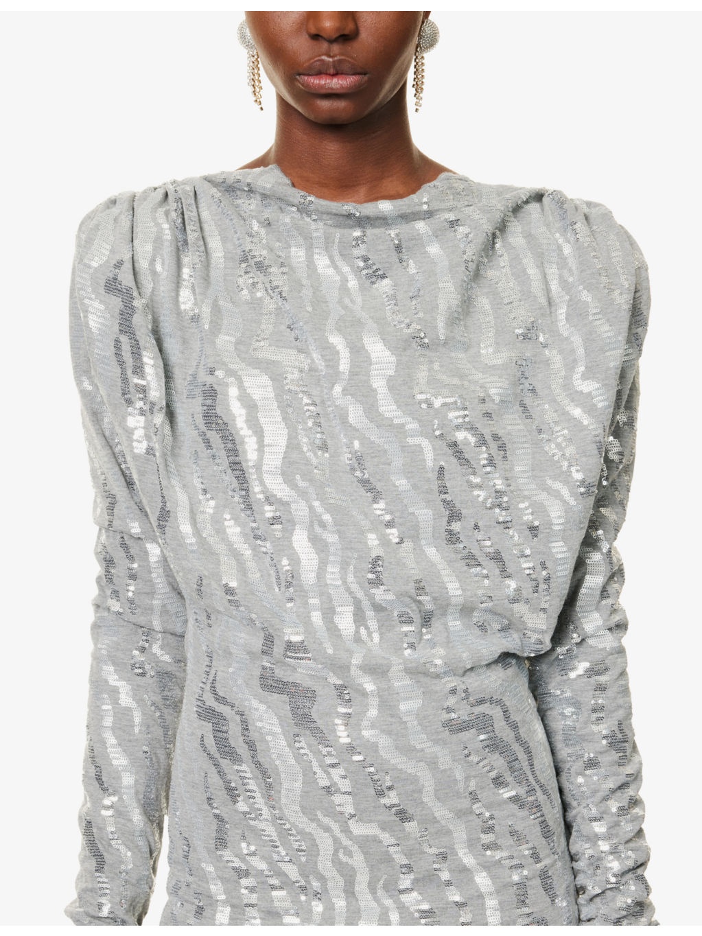 Boat-neck sequin-embellished woven mini dress - 5