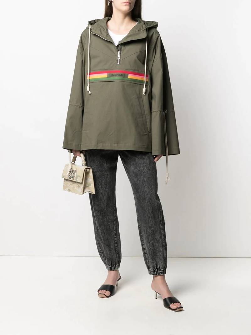 Palm Angels striped hooded jacket outlook