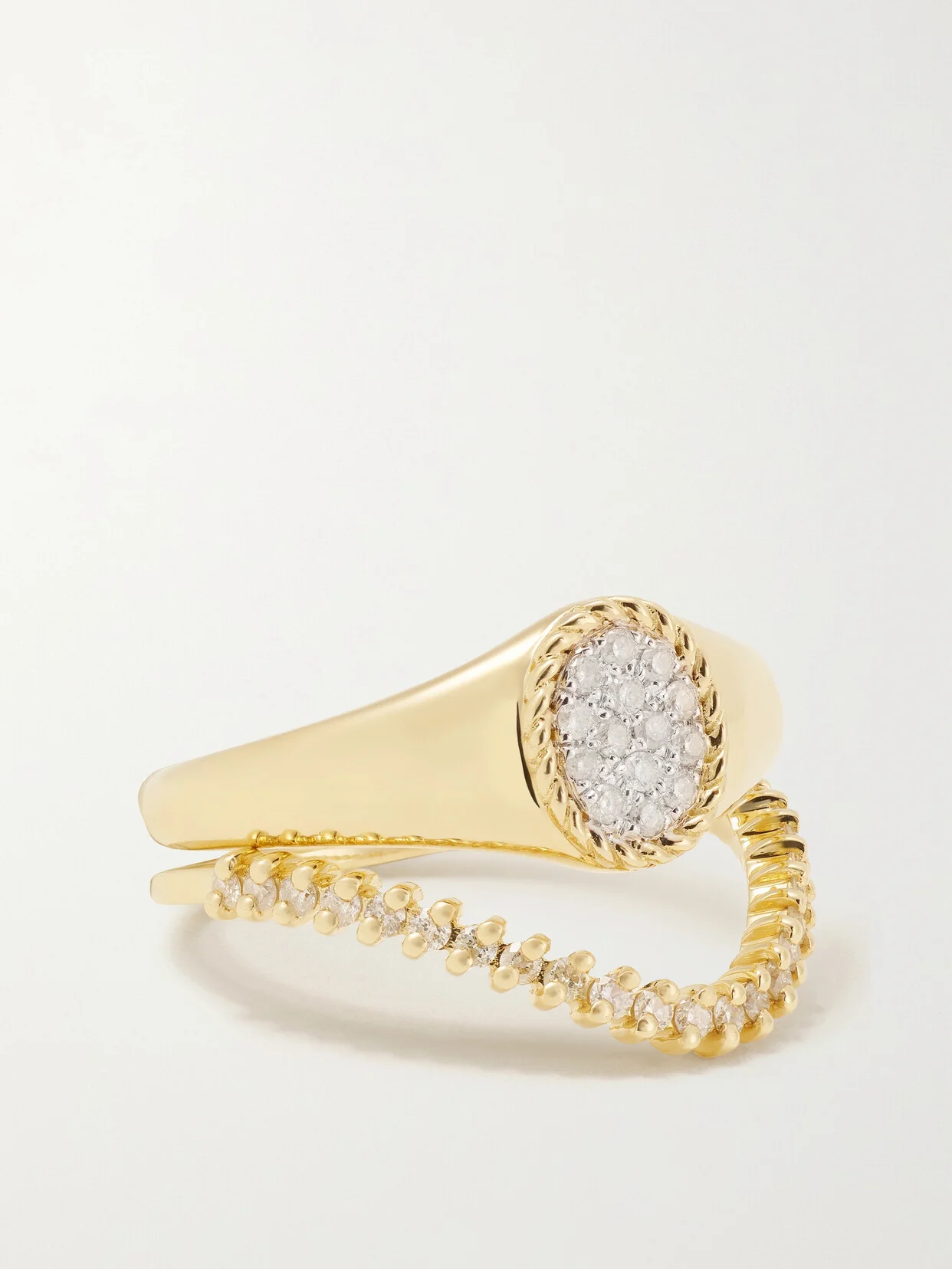 9-karat Gold Diamond Signet Ring Set - 1