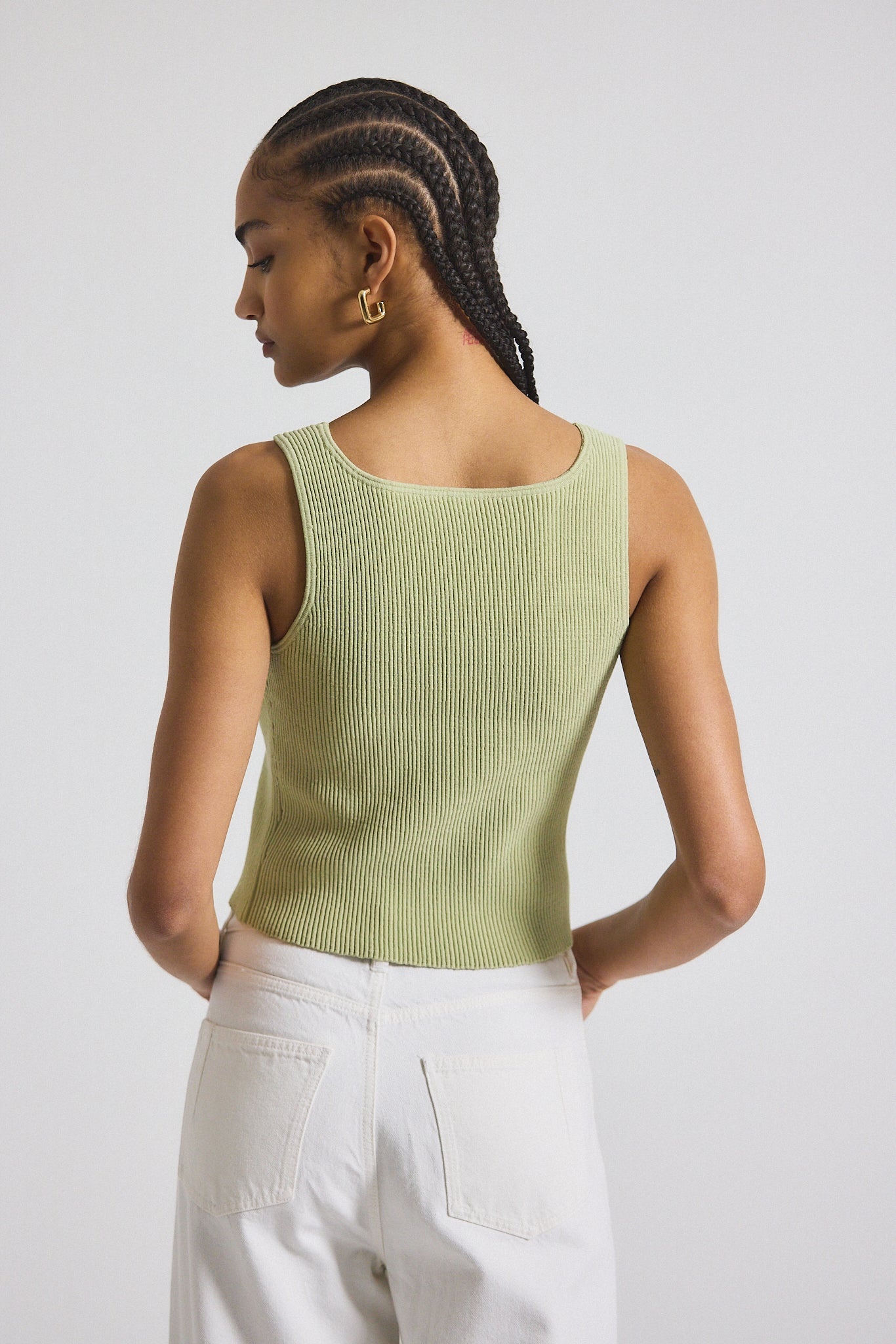 SAIN RIB KNIT SWEATER TANK - 4