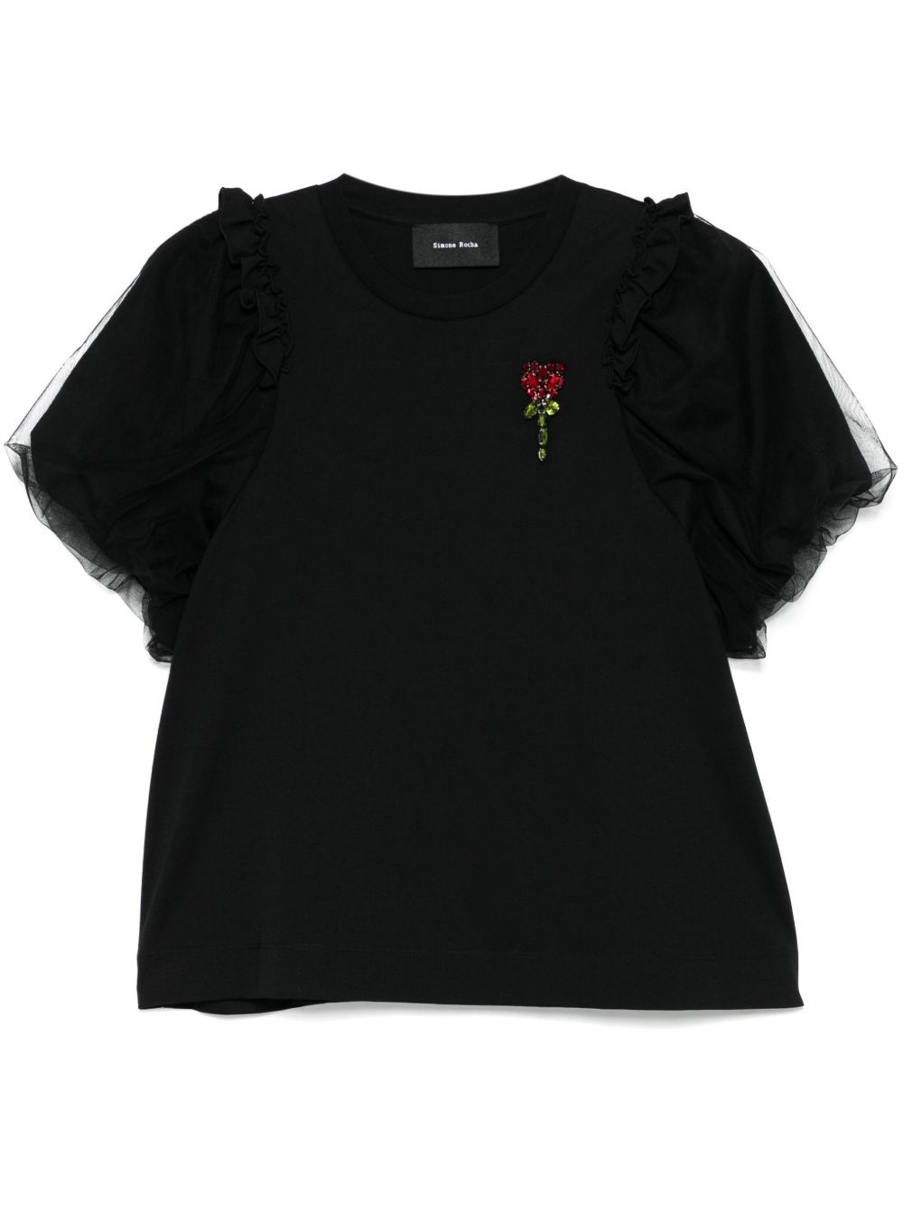 flower-embellished T-shirt - 1