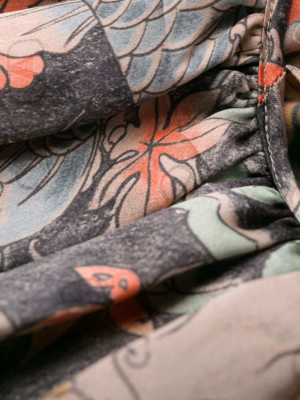 oriental print satin dress - 7
