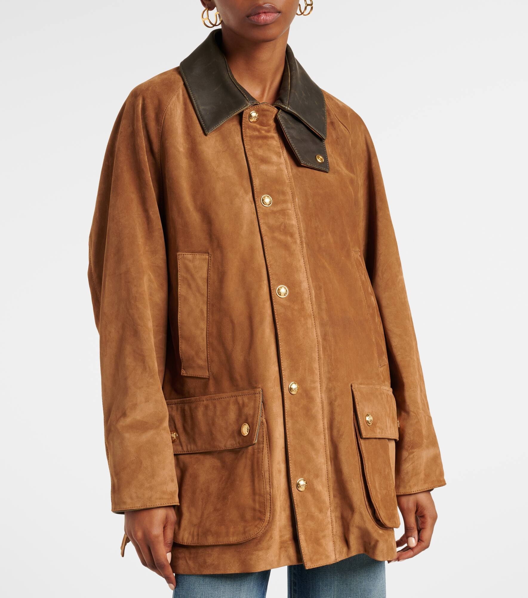 Kedem leather-trimmed suede parka - 6
