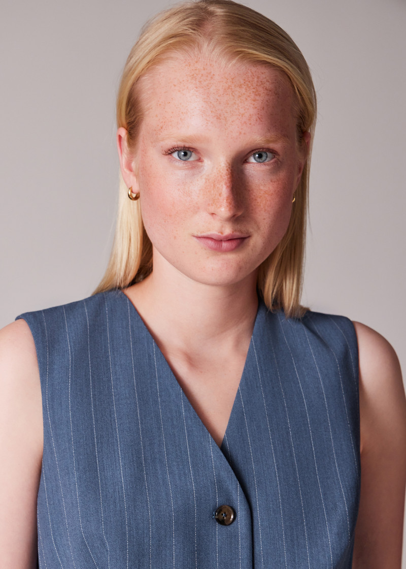 Women's Slate Blue Viscose-Wool Waistcoat 5