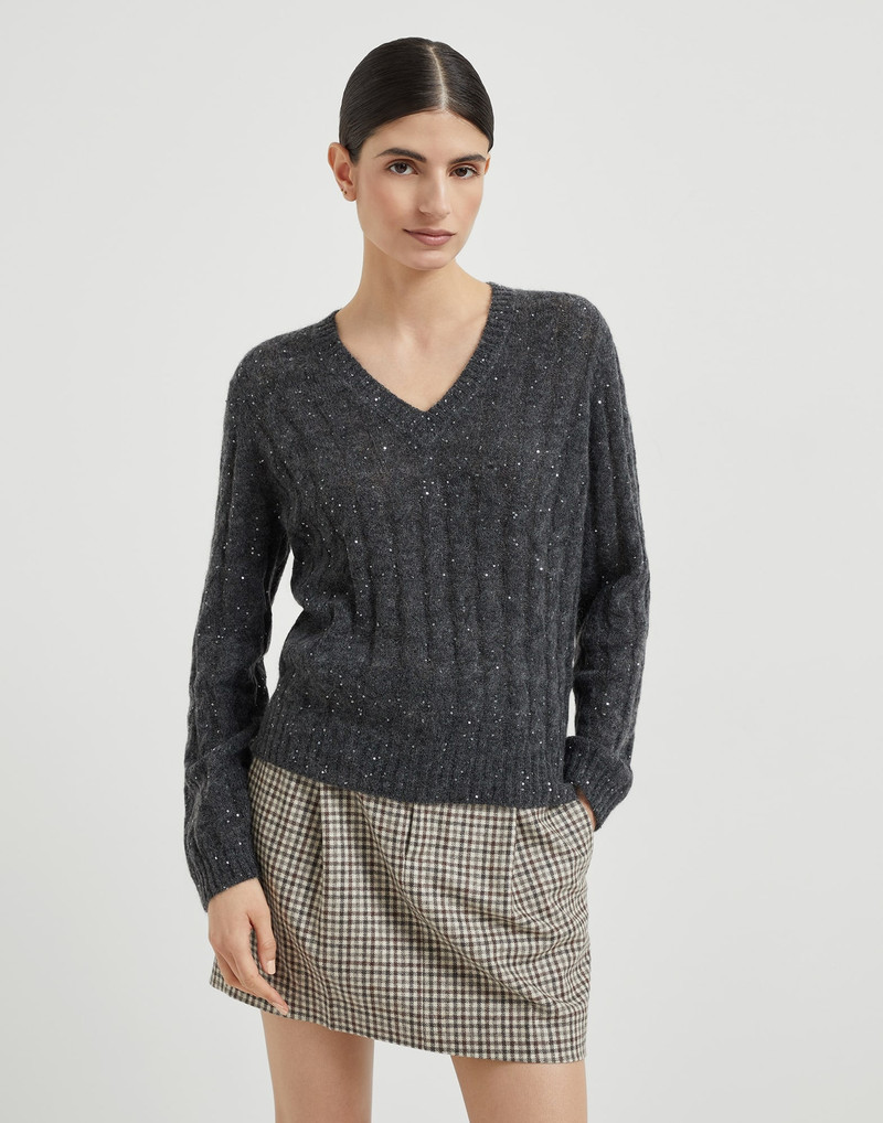 Mohair, cotton and wool dazzling cable sweater - 1