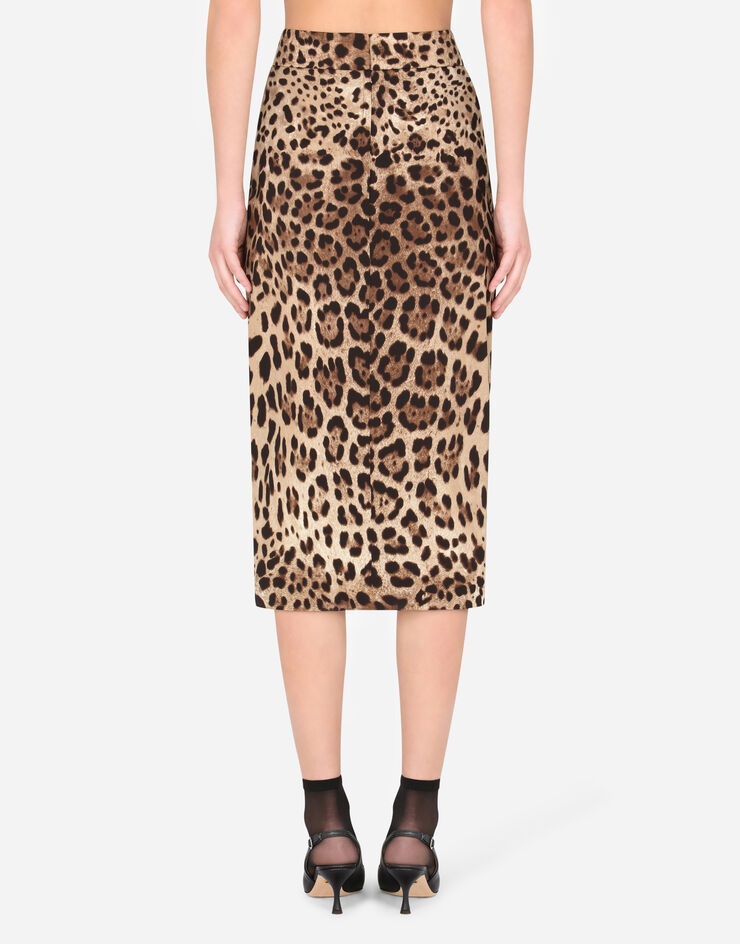 Leopard-print charmeuse tulip midi skirt - 2