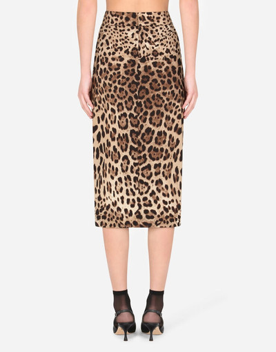 Dolce & Gabbana Leopard-print charmeuse tulip midi skirt outlook