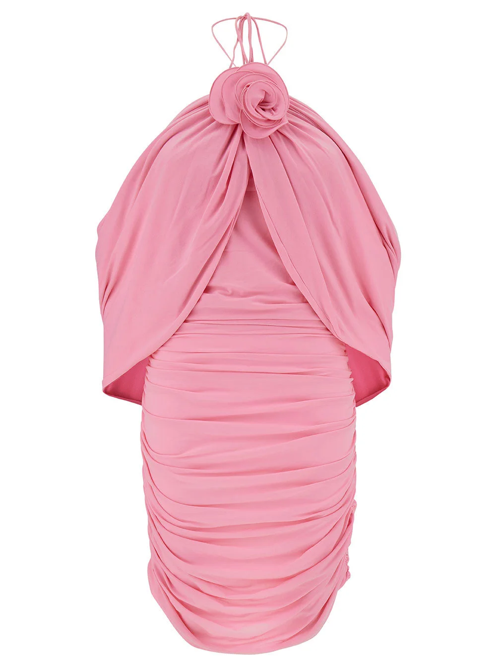 Magda Butrym Women Mini Pink Dress With Cape And Rose Patch In Stretch Polyamide Woman - 1