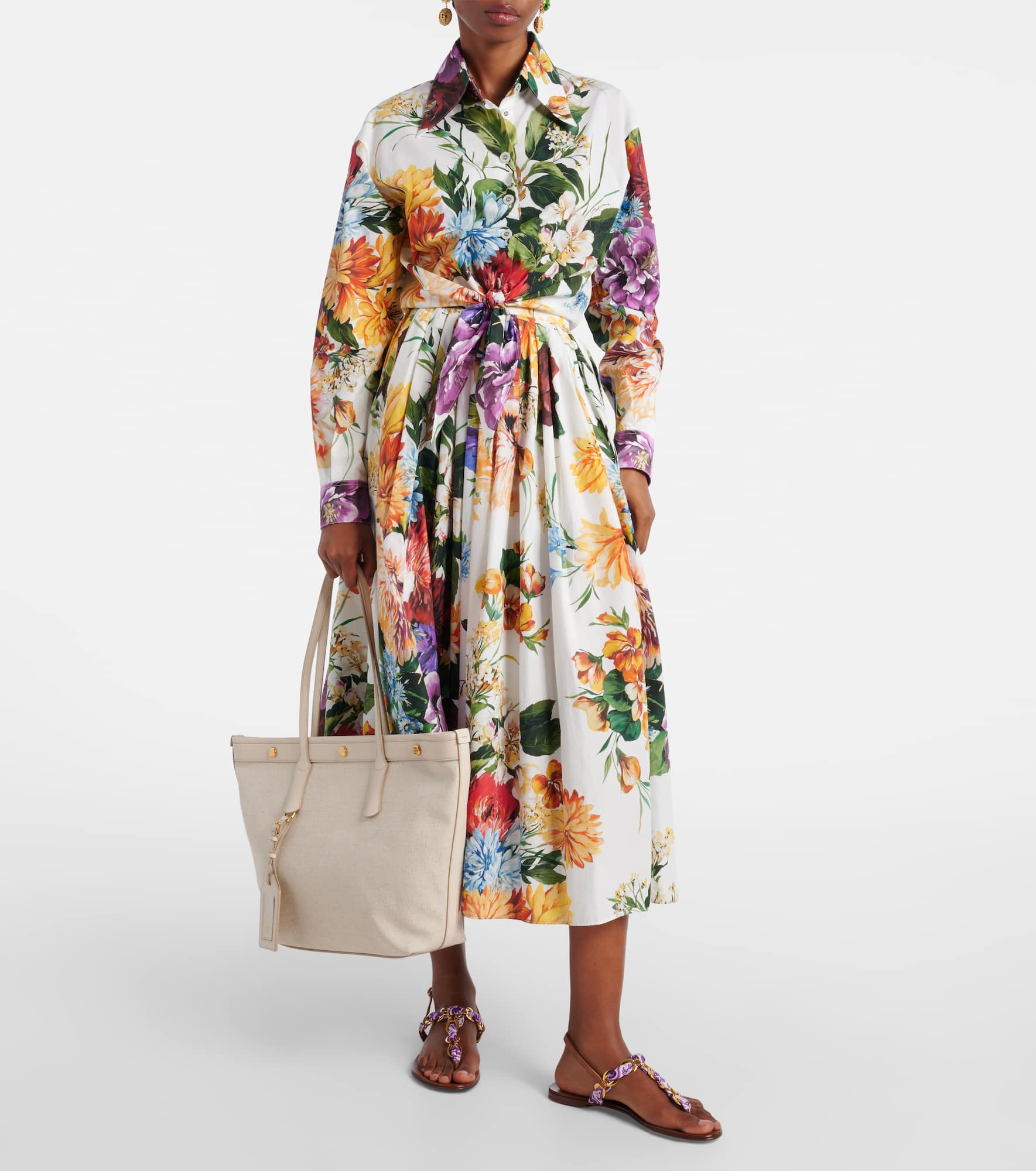 Canvas and leather tote bag - 5