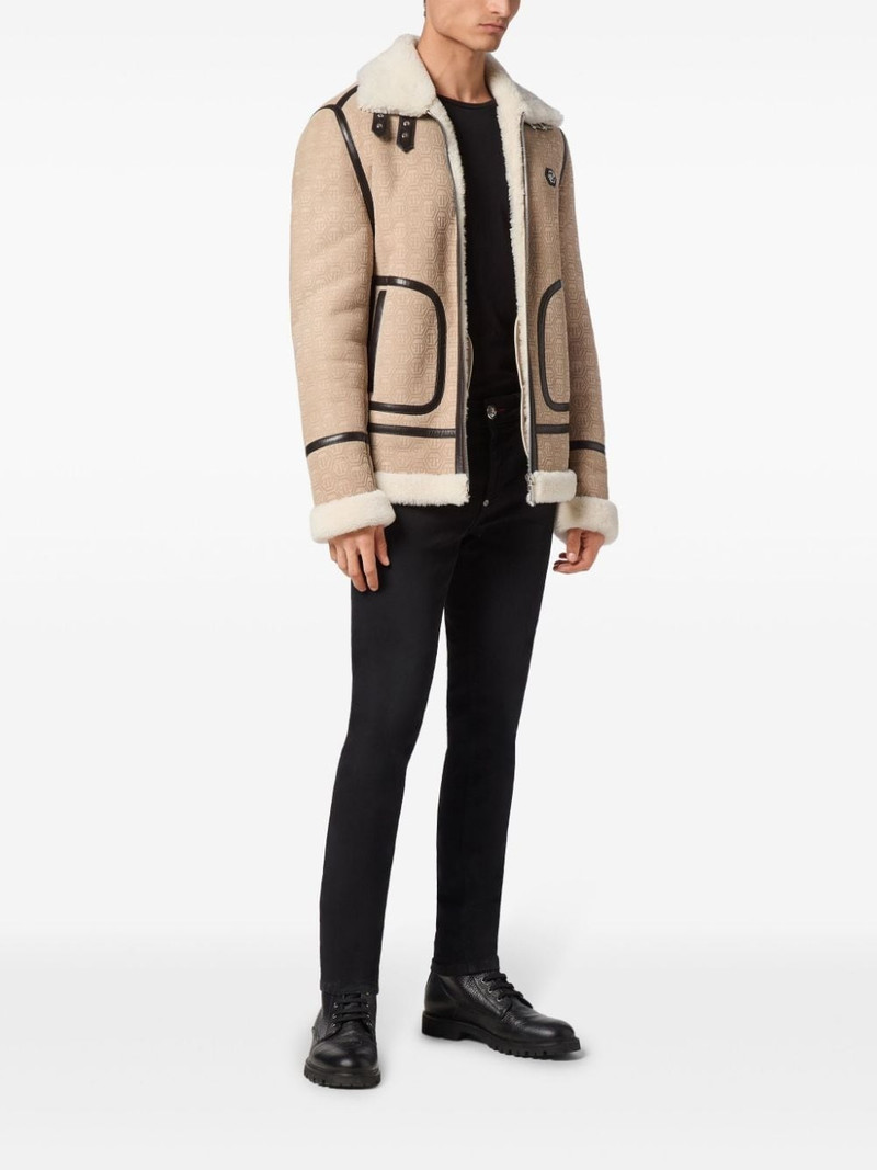 PHILIPP PLEIN monogram shearling jacket outlook
