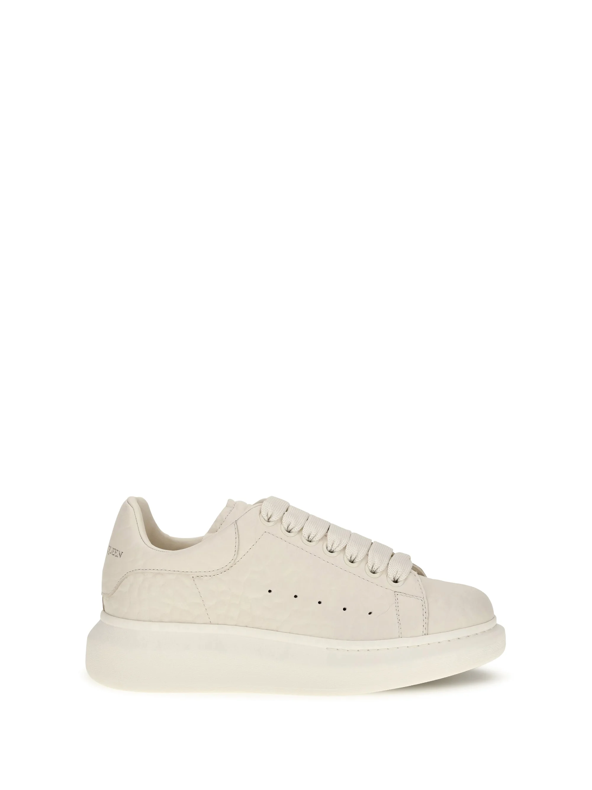 Alexander McQueen Oversized Pebbled Leather Sneakers White - 1