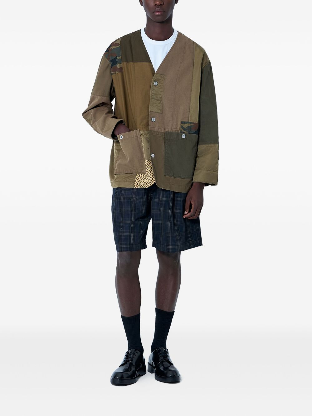 patchwork panelled shirt jacket - 2