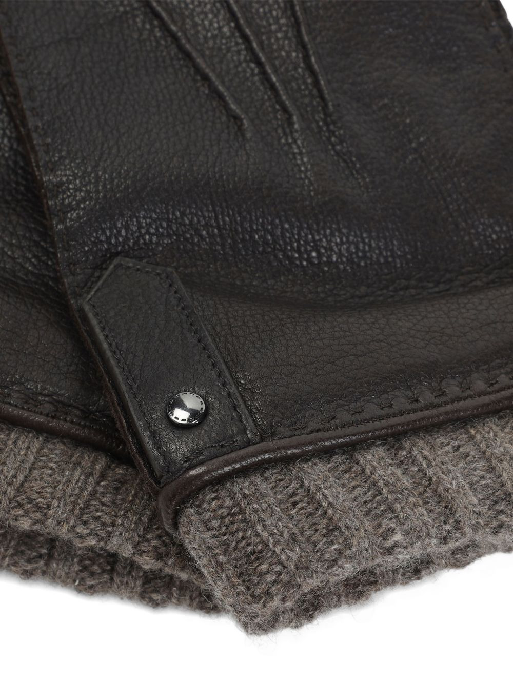 ribbed-trim leather gloves - 3