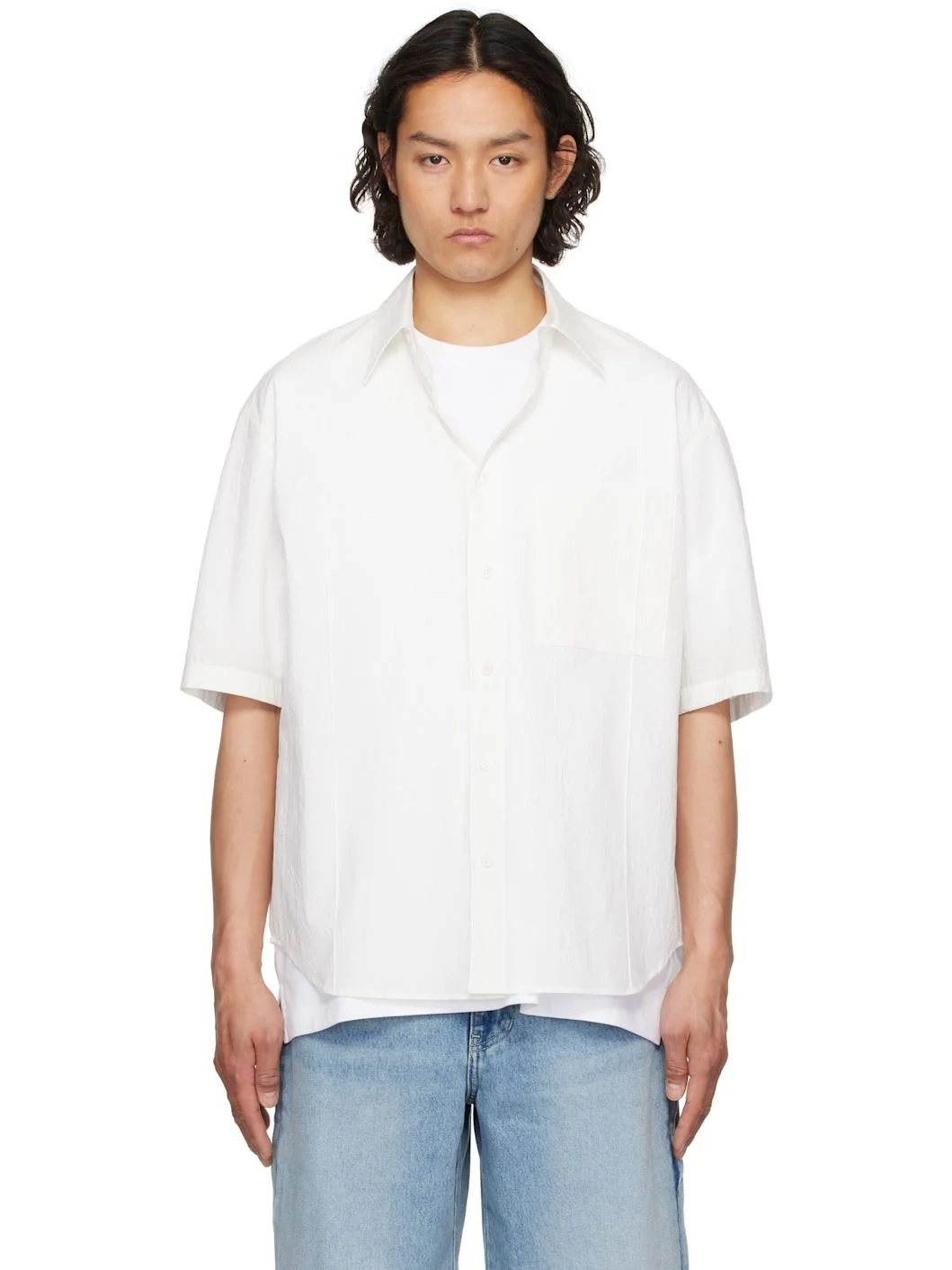 White Crinkled Shirt - 1