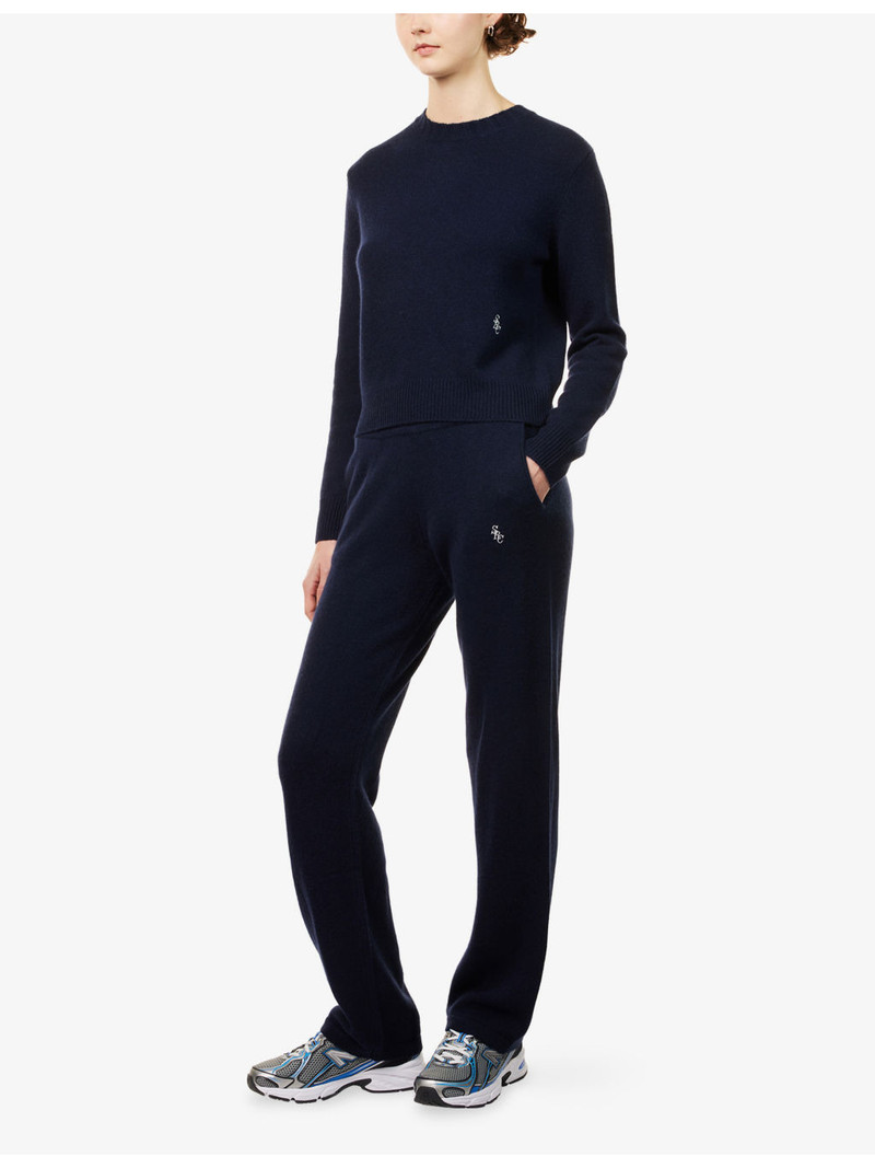 Sporty & Rich Duty Embroidered-Logo Cashmere-And-Wool Jogging Bottoms outlook