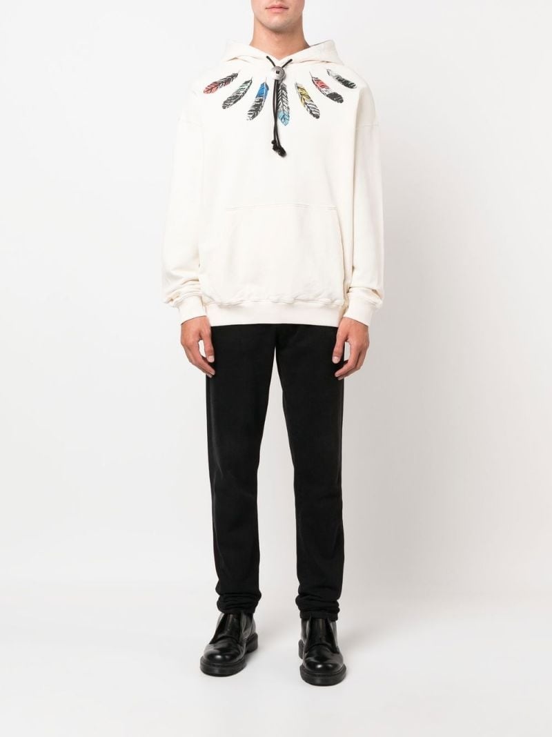 feather-print pullover hoodie - 2