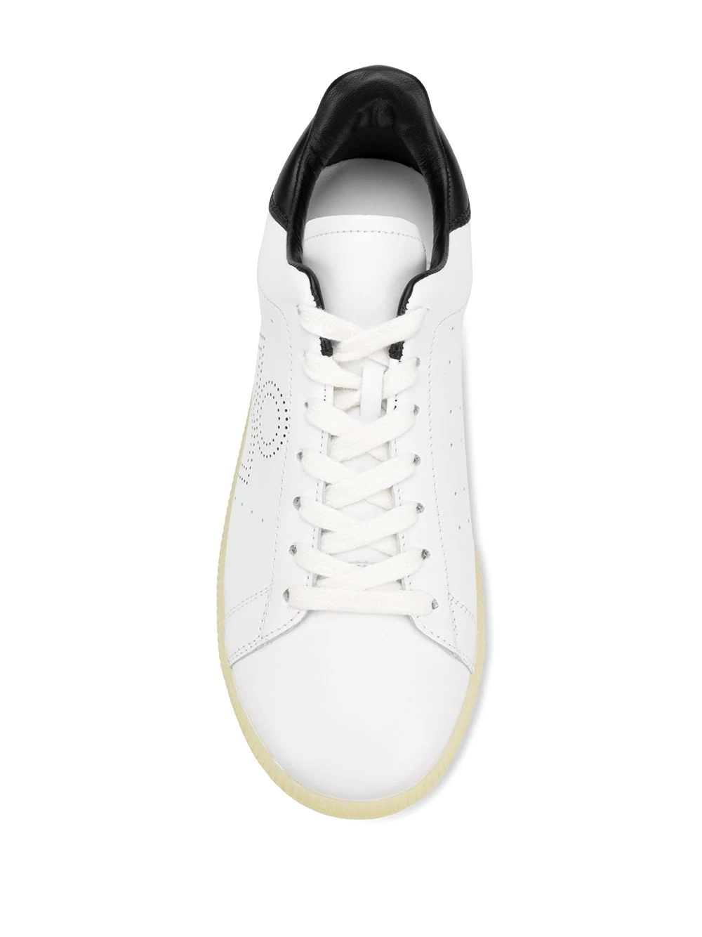 leather perforated-logo sneakers - 4