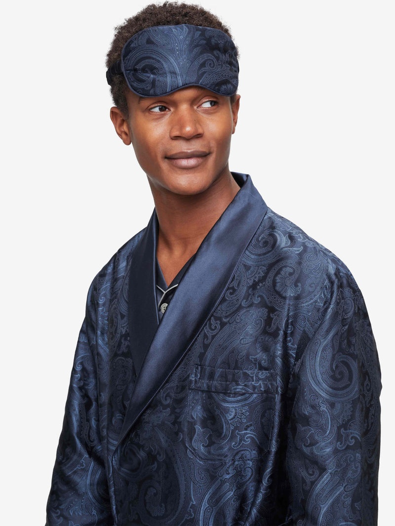 Eye Mask Verona 57 Silk Jacquard Navy - 2