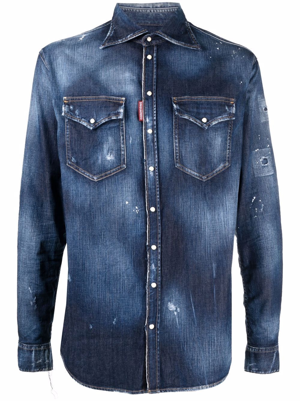 distressed-effect denim shirt - 1