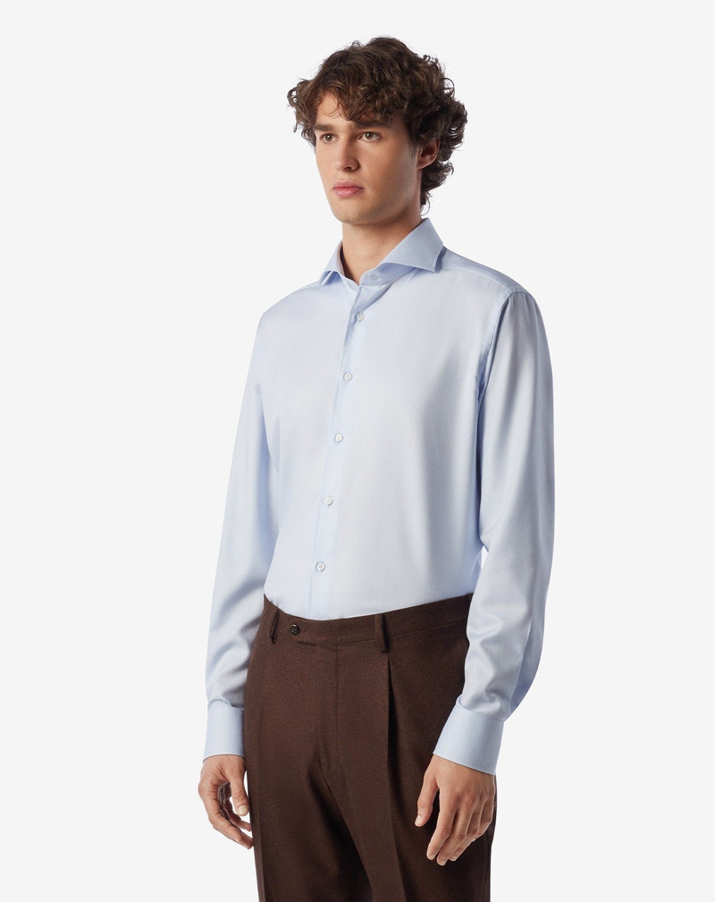 CORNELIANI Light blue cotton twill shirt outlook