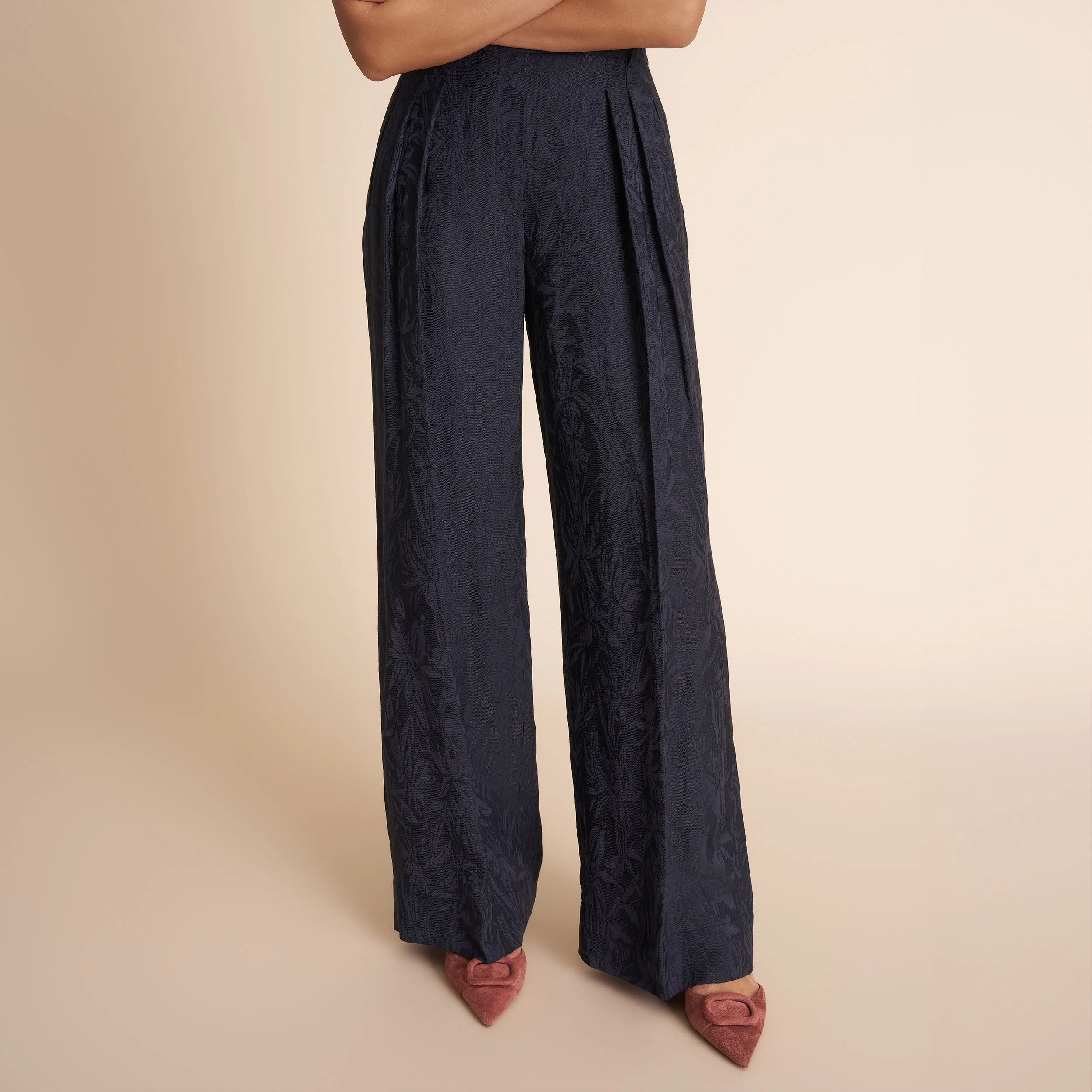 Bia Pleated Trouser - Twill Floral Jaquard - 1
