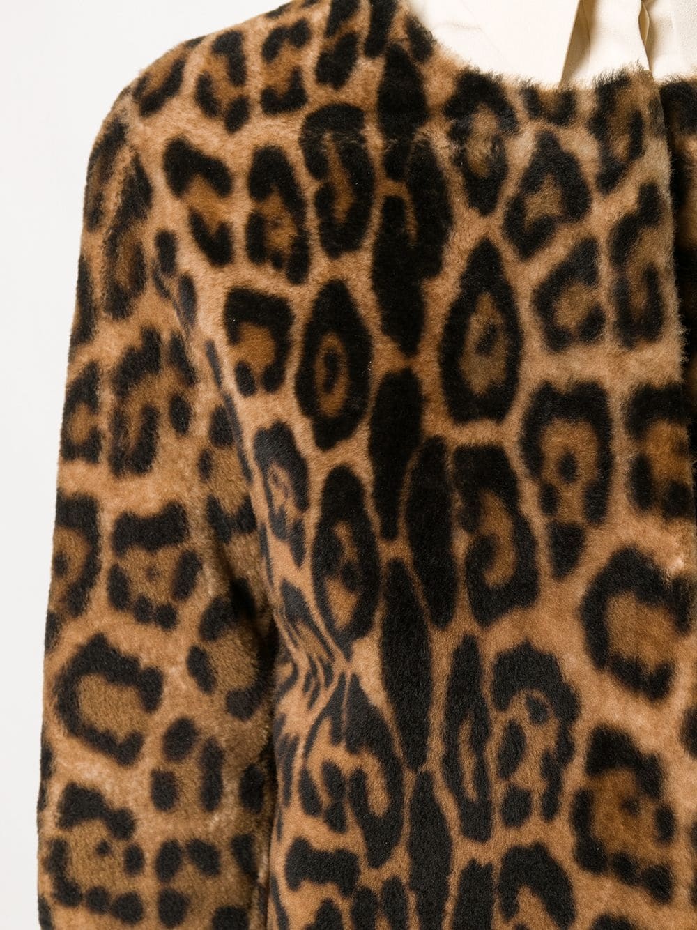 leopard print shearling coat - 5