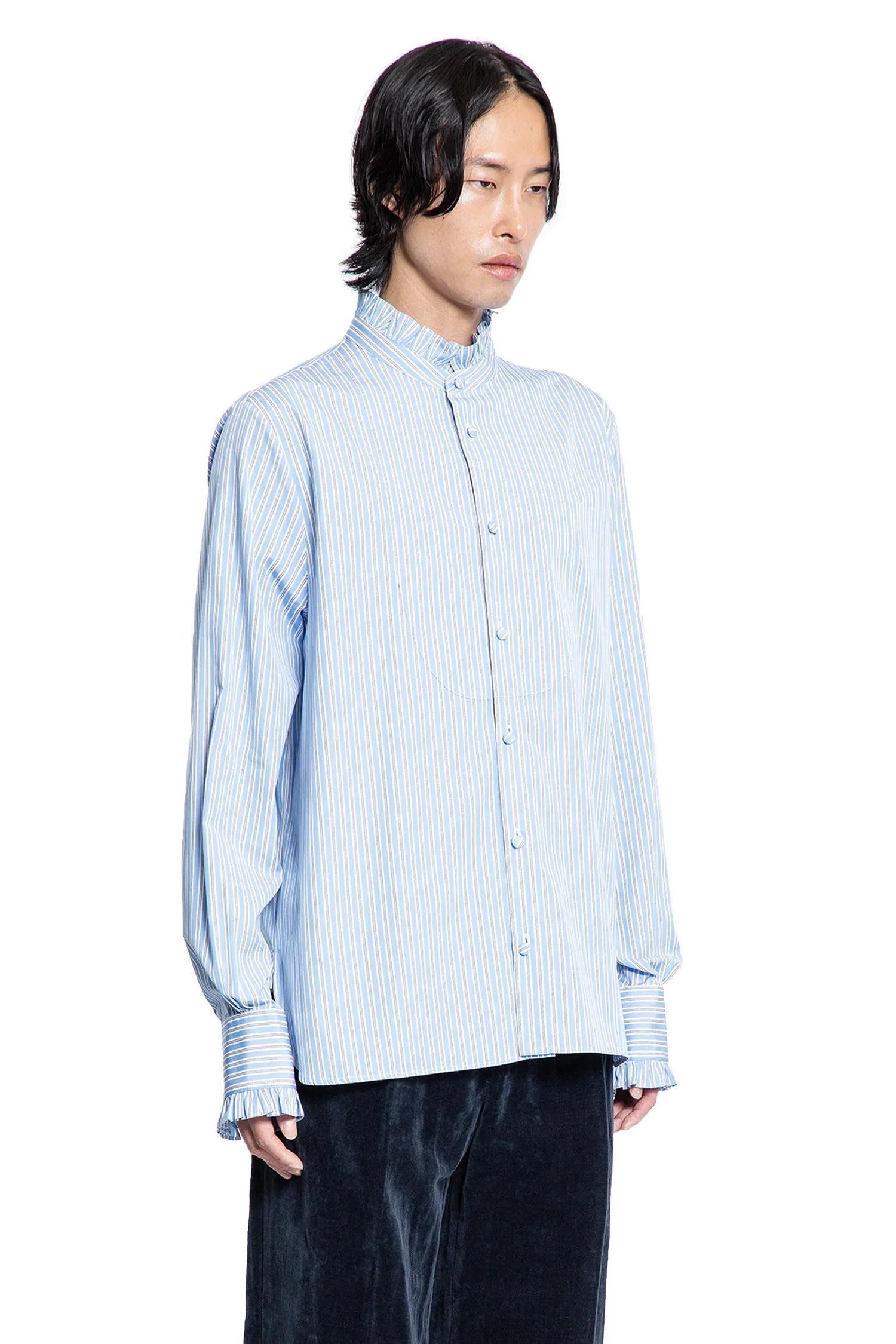 Striped-Cotton-Shirt-With-Ruffles - 2