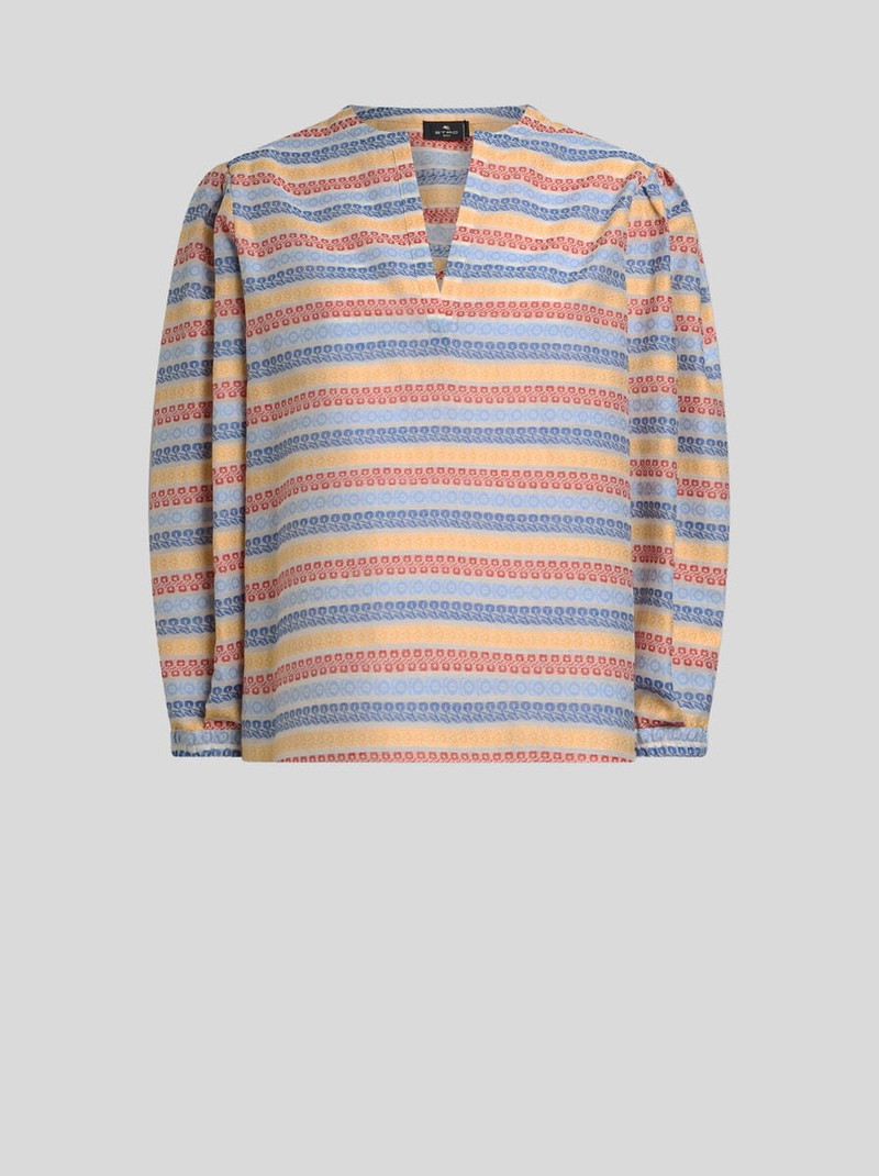 COTTON-BLEND JACQUARD BLOUSE 1