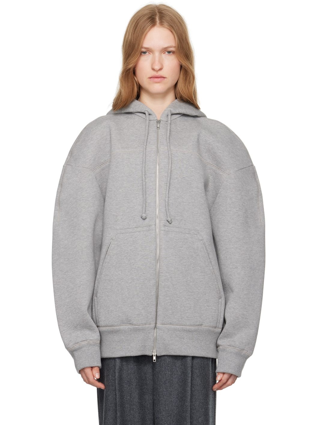 Gray Bonded Jersey Hoodie - 1