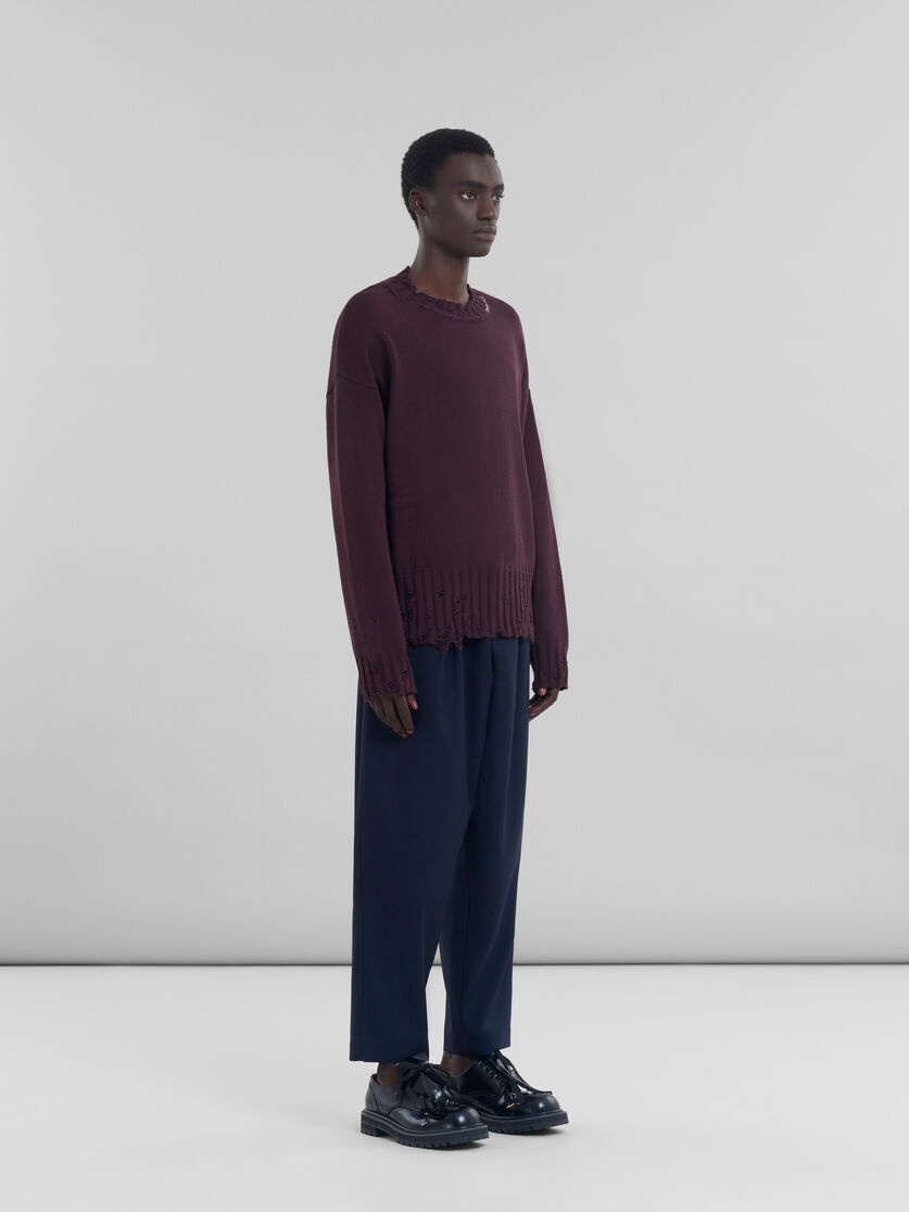 BURGUNDY COTTON CREWNECK SWEATER - 5