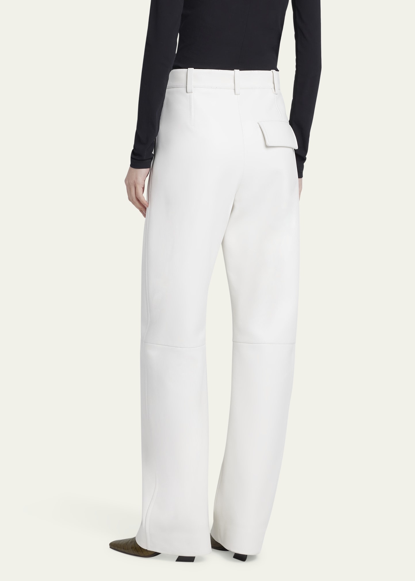 Napa Leather Rounded Leg Trousers - 3