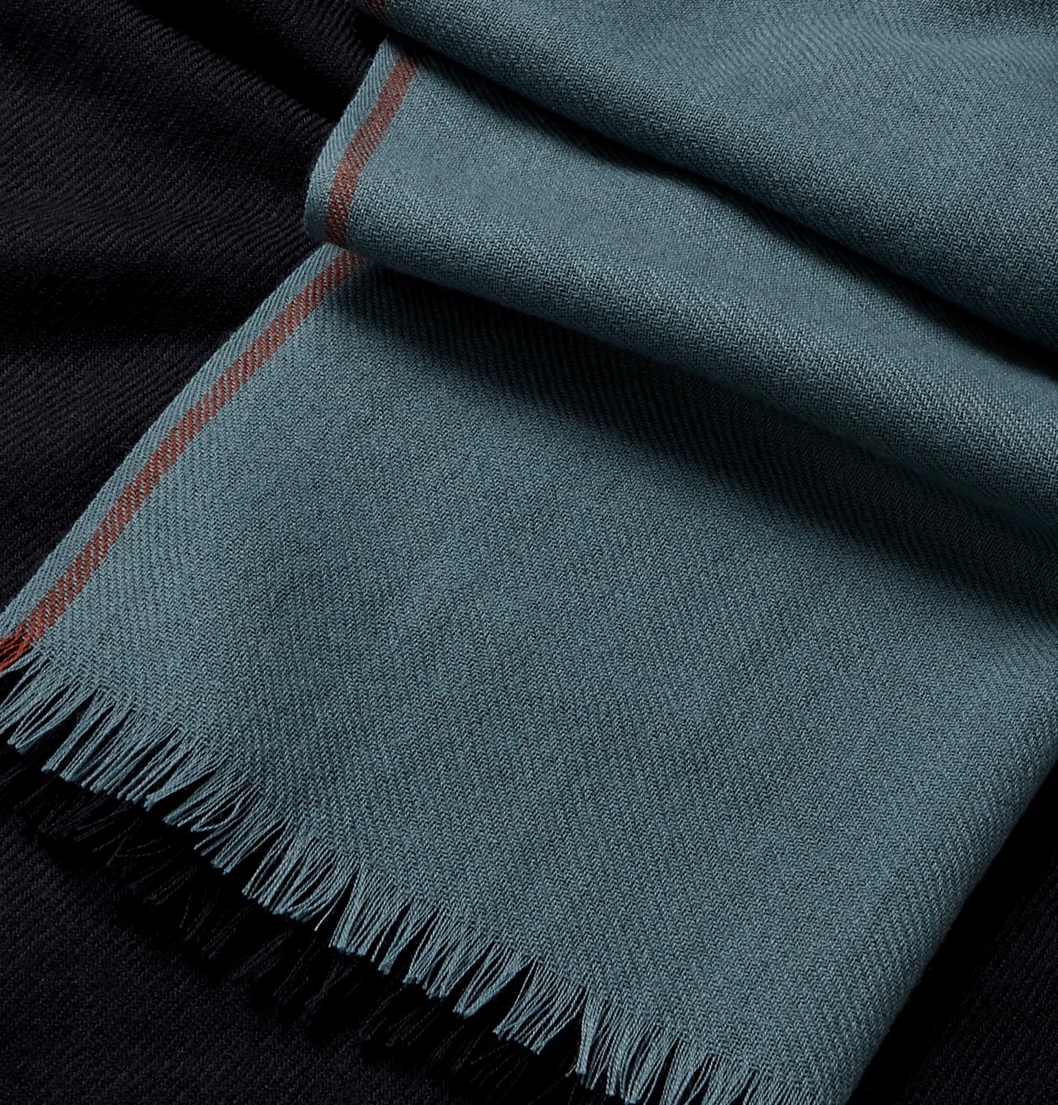 Fringed Colour-Block Baby Cashmere Scarf - 3