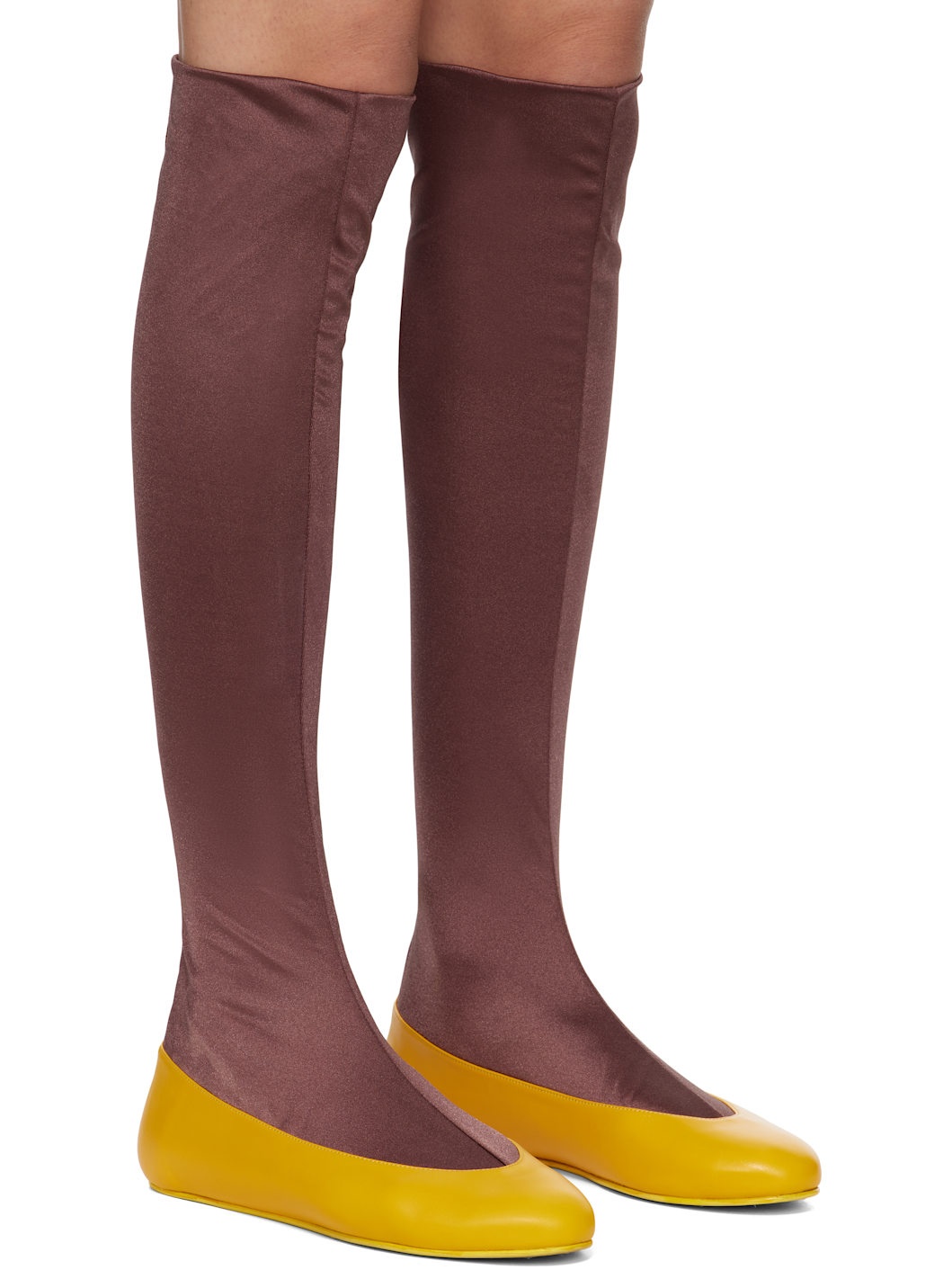 Yellow & Brown Proxima Long Ballerina Flats - 4