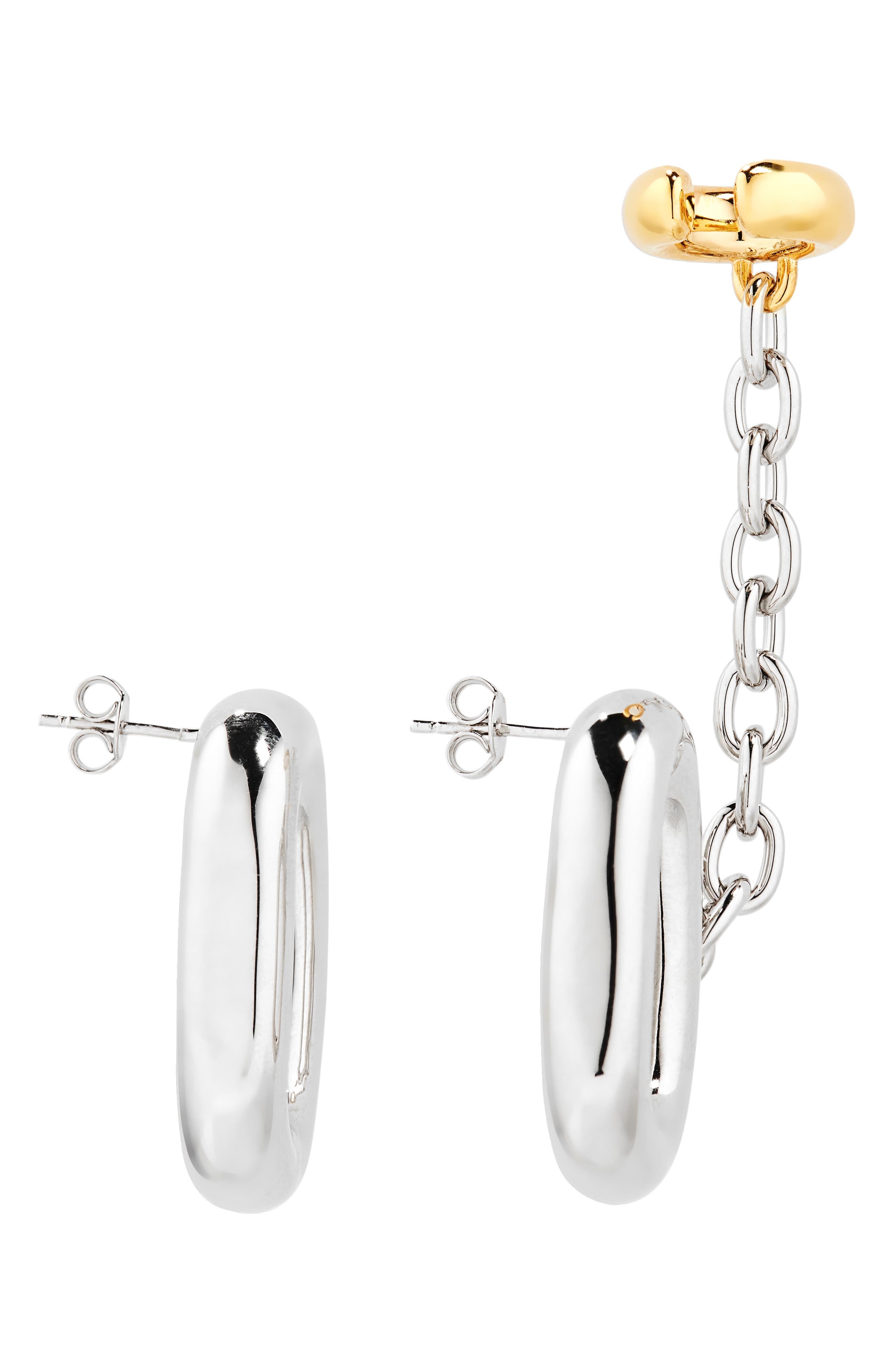 Rabanne XL Link Earrings With Attached Ear Cuff in Silver /Gold at Nordstrom - 4