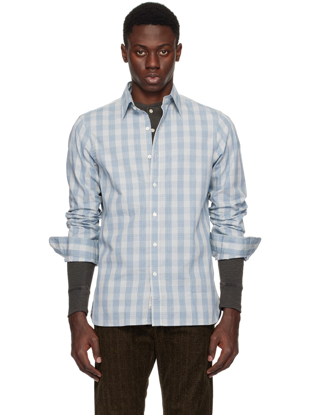Blue & Off-White Check Shirt - 1