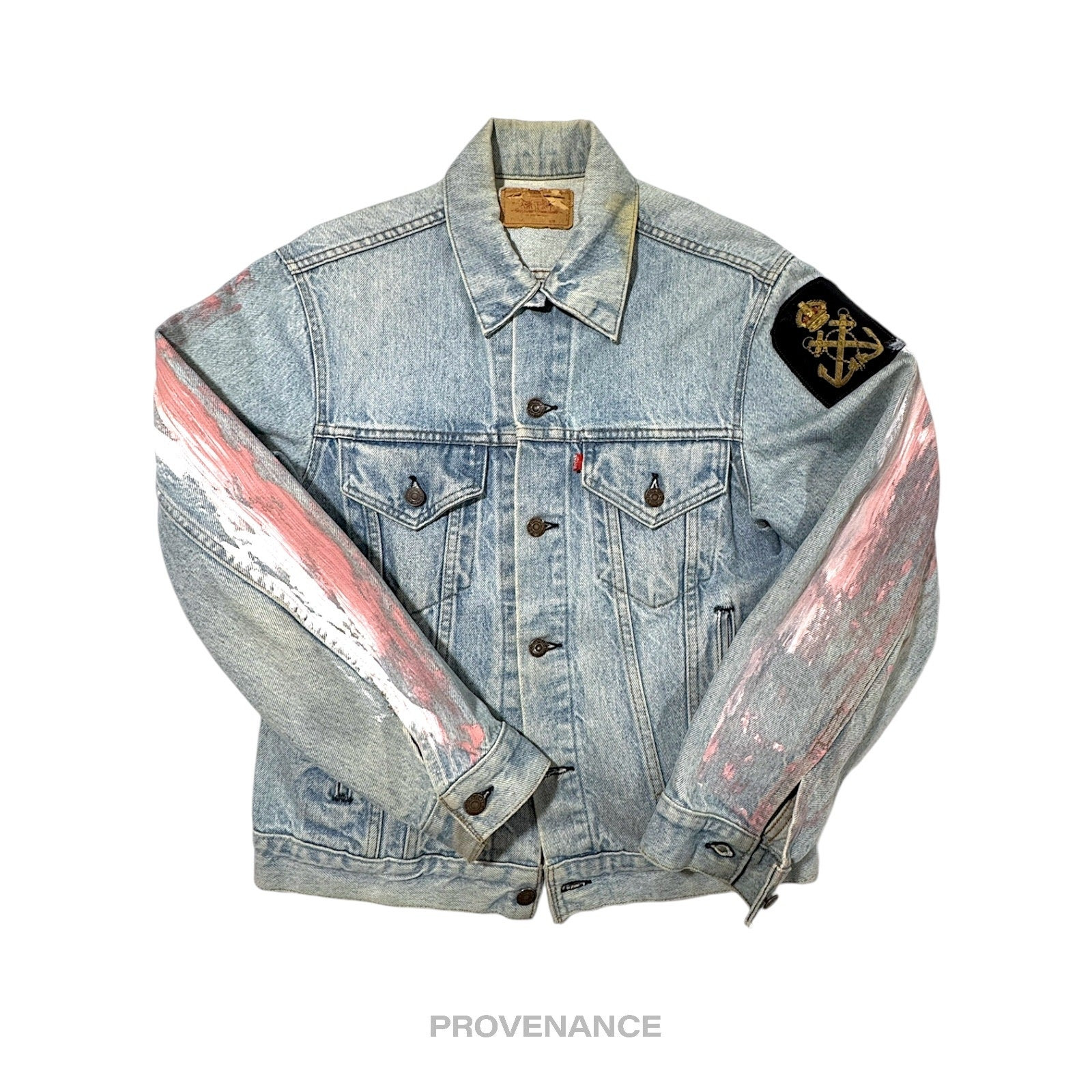 LEVIS Denim Jacket - Vintage Blue Hand-Painted Patch 40 M - 3