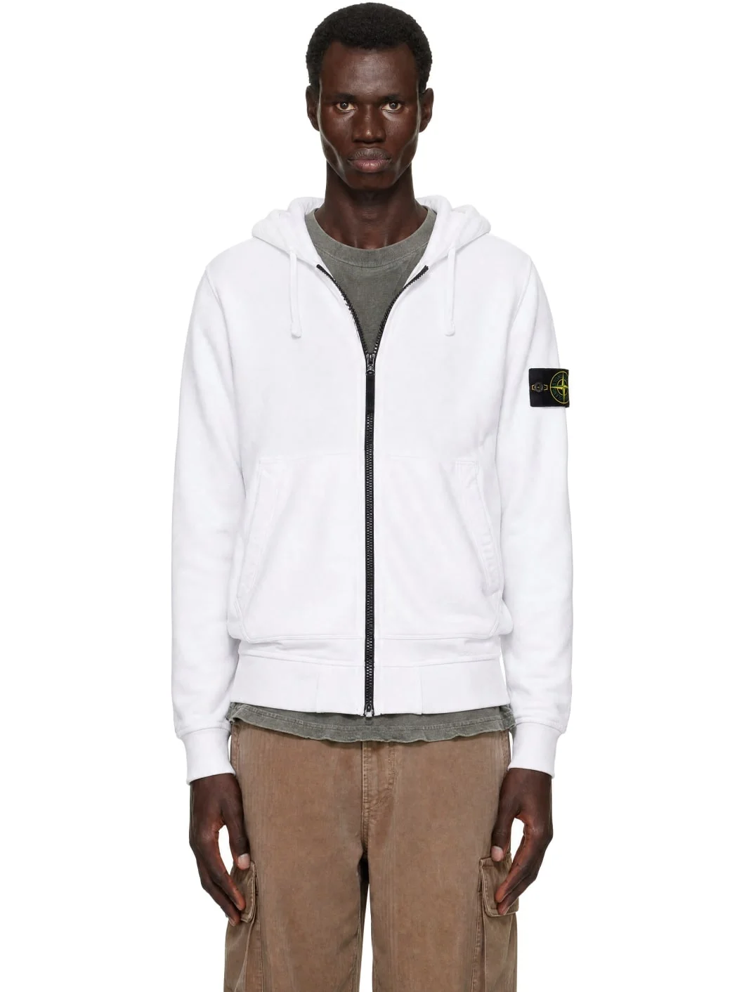White 6100061 Organic Cotton Fleece Hoodie - 1
