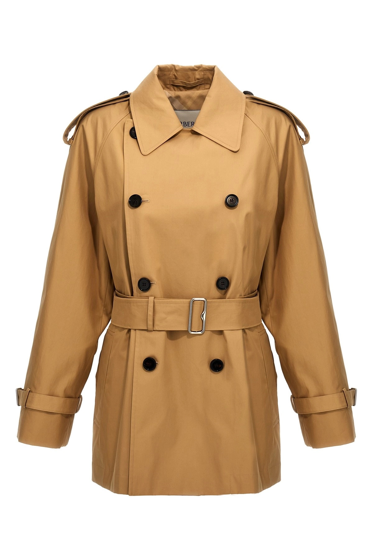 Double-breasted short trench coat - 3