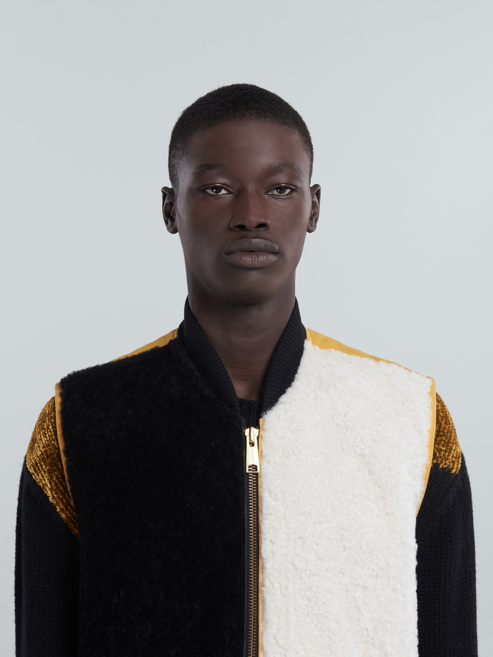 MARNI X CARHARTT WIP - BLACK AND WHITE SHEARLING GILET - 4