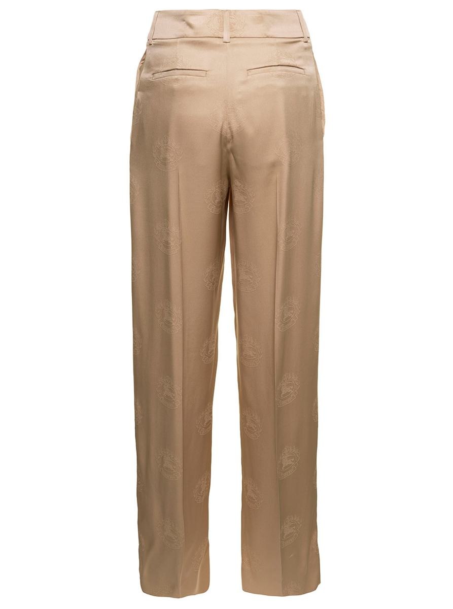 BURBERRY 'JANE' BEIGE HIGH-WAISTED RELAXED PANTS IN SILK WOMAN - 2