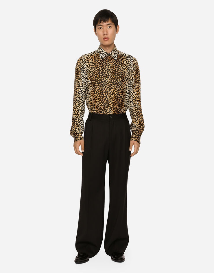Silk twill Martini-fit shirt with ocelot print - 4