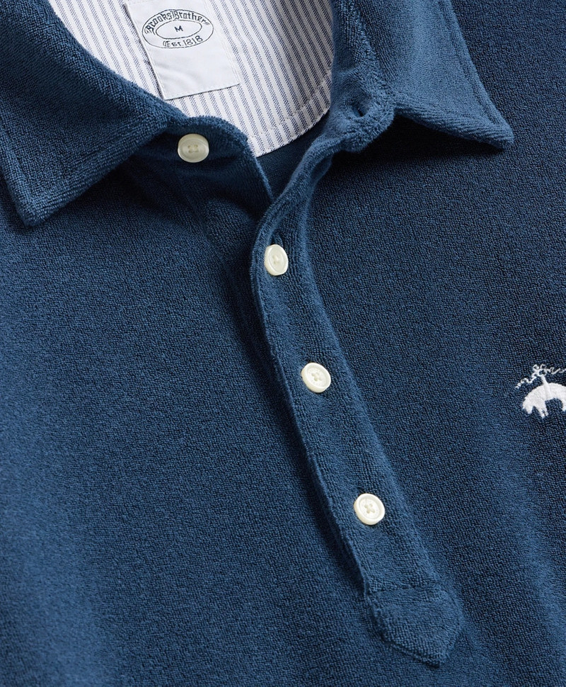 Cotton Blend Terry Cloth Polo Shirt 5