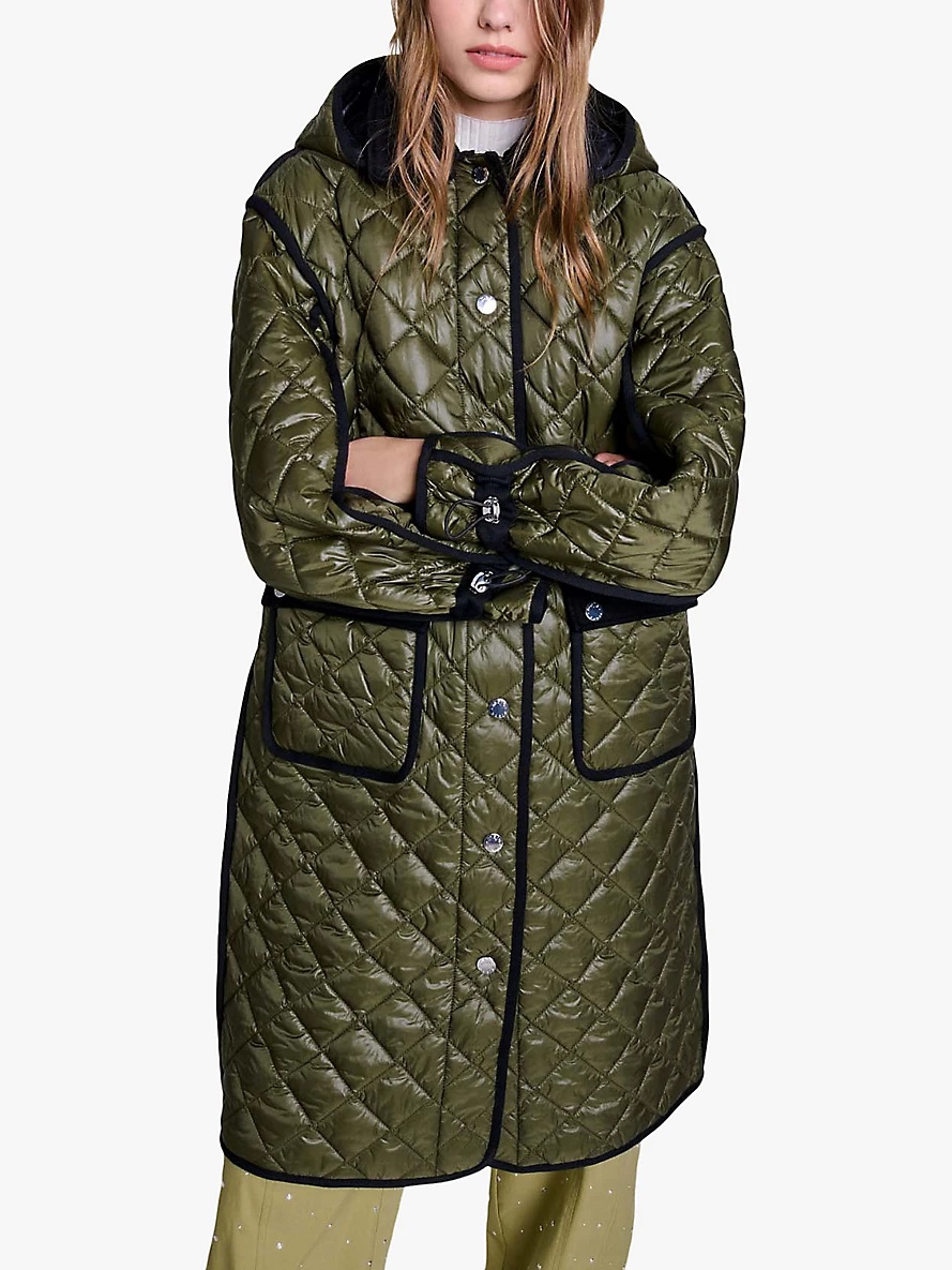 Patch-pocket removable-hooded quilted shell coat - 5