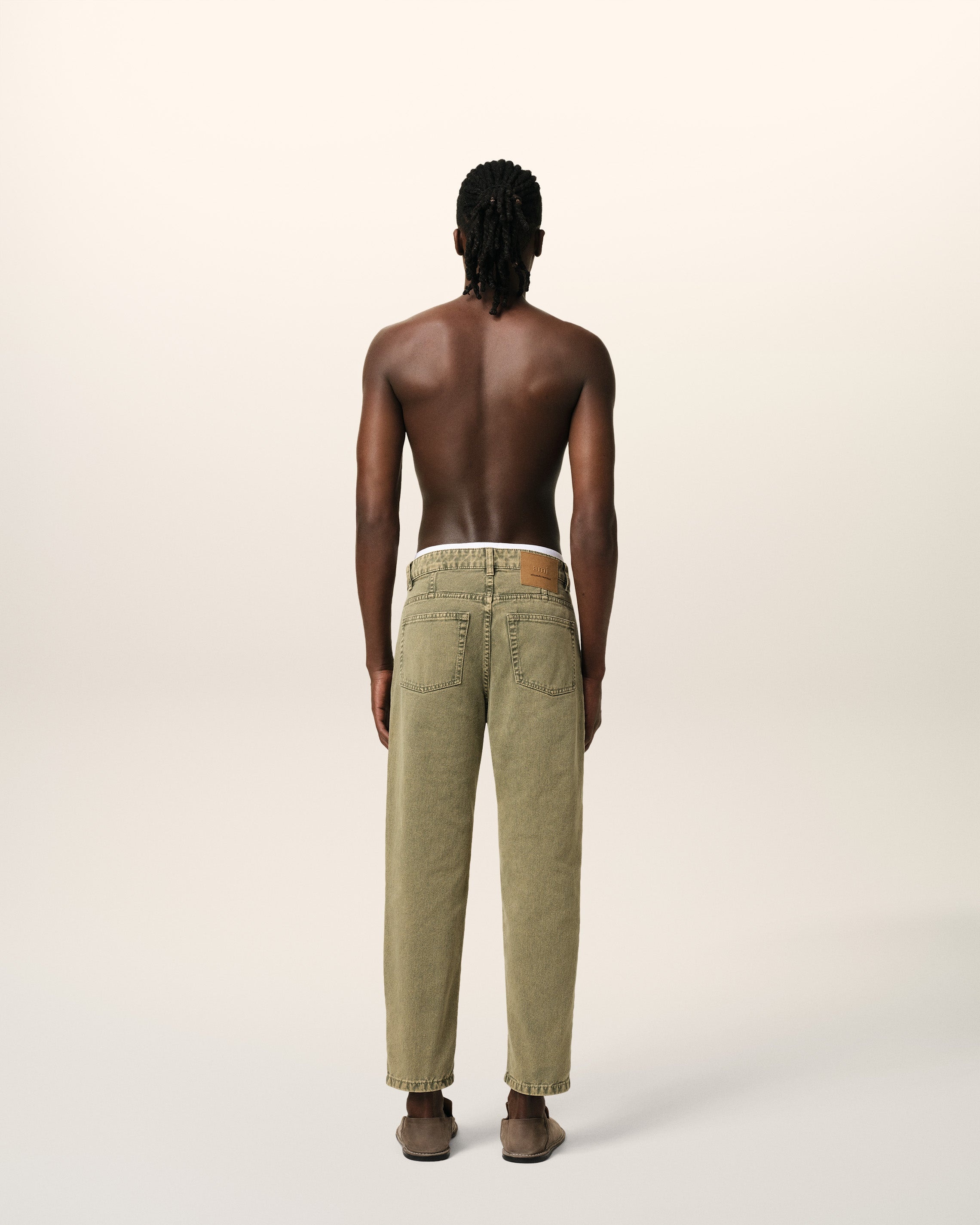 GREEN COTTON TAPERED FIT JEANS - 4
