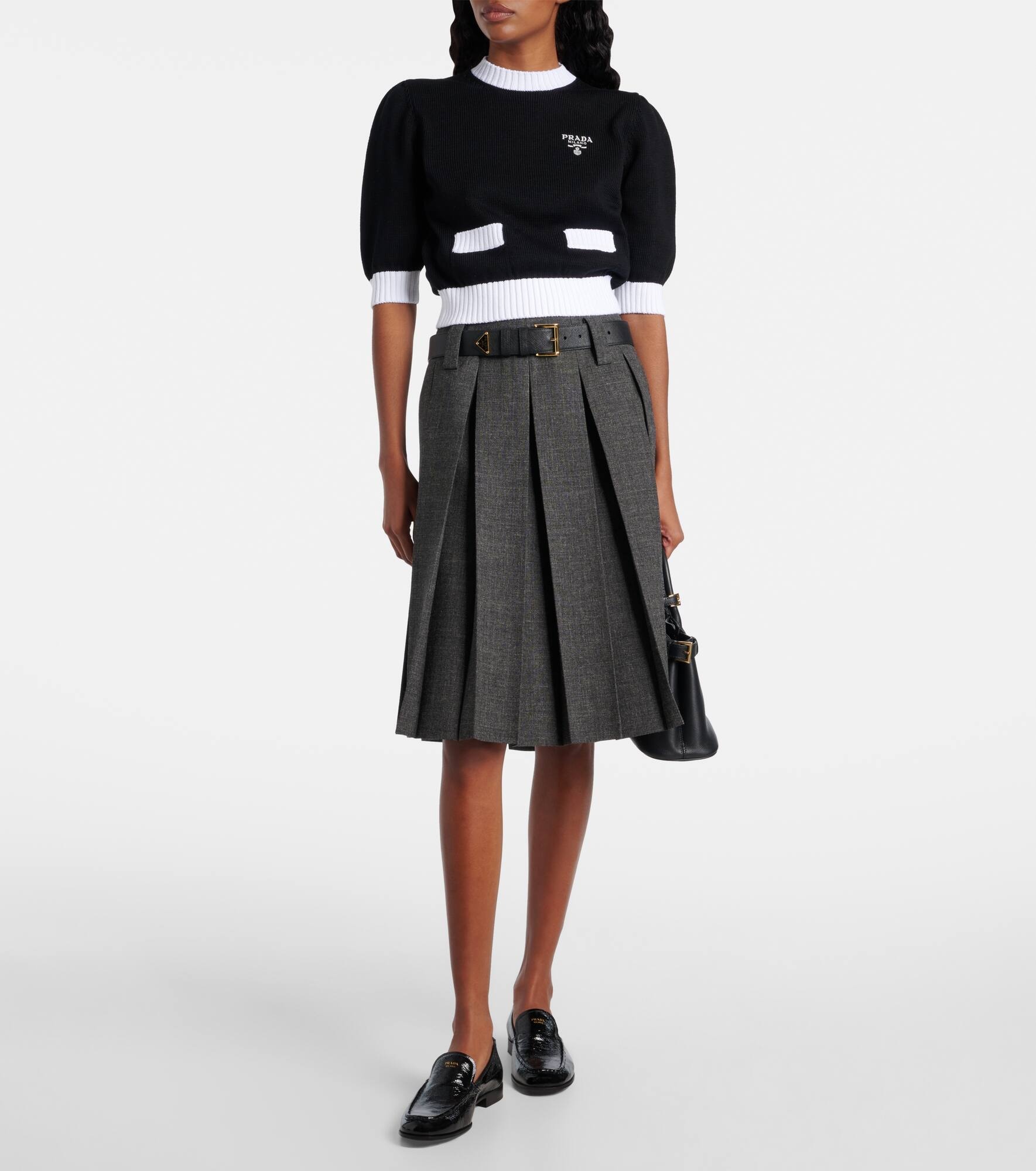 Waffle-knit cropped cotton sweater - 2