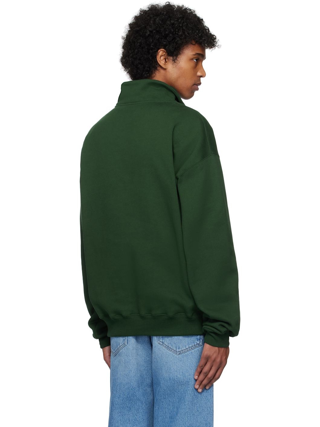 Green 'The Gros Grain zipped-rollneck' Sweatshirt - 3