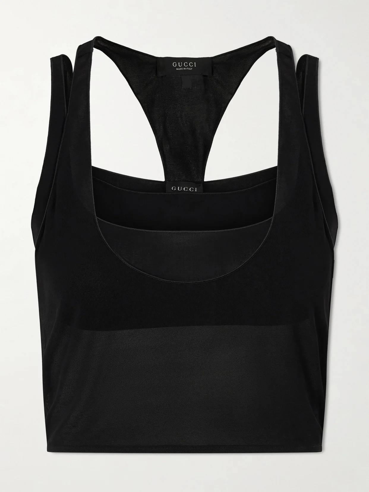Cropped Layered Mesh Tank - 1