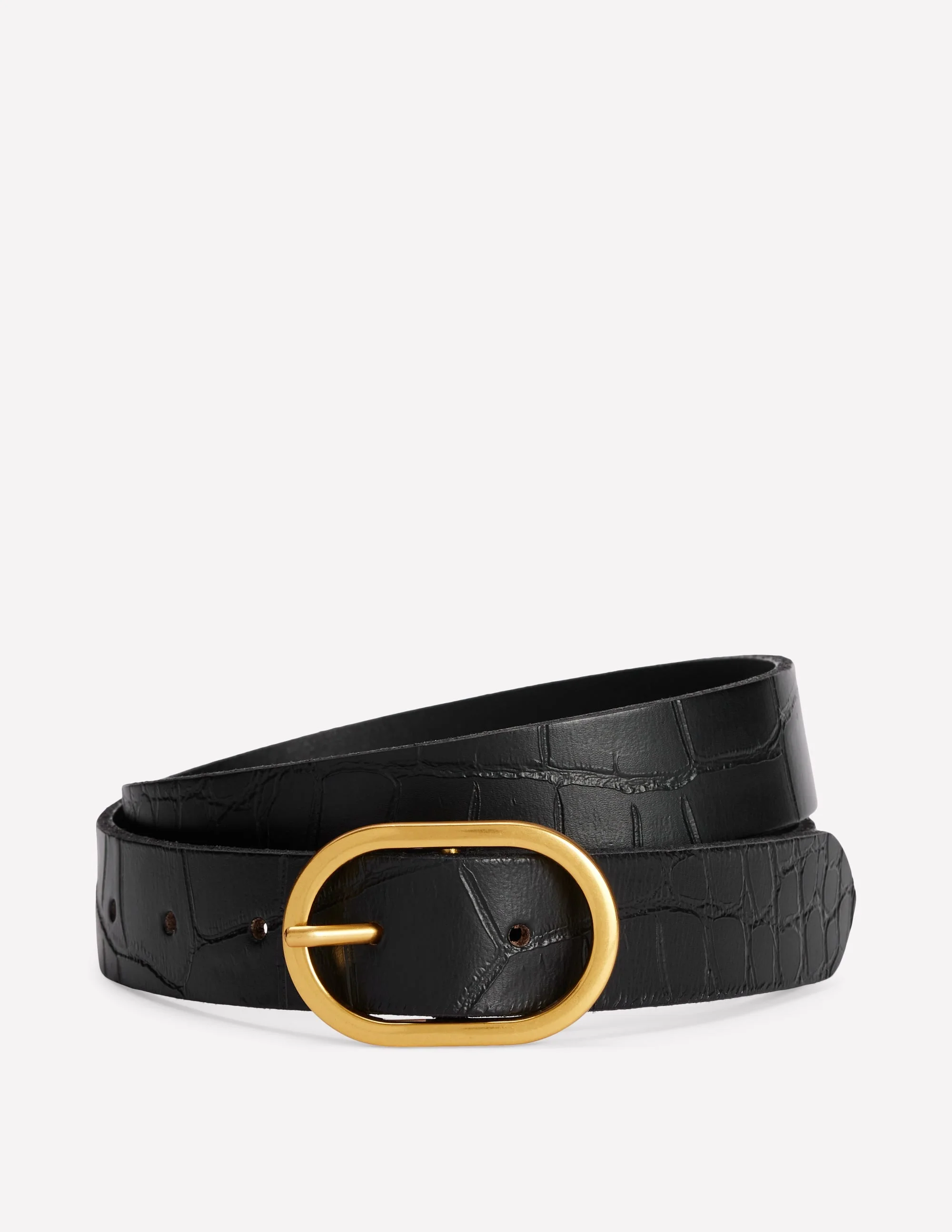 Classic Leather Belt-Black Croc Embossed - 1